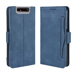 Wewoo Housse Coque Pour Galaxy A80 / A90 Etui en cuir avec motif peau de veau de style portefeuille fente carte séparée Bleu