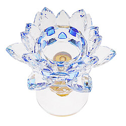 cristal lotus fleur bougeoir photophore maison feng shui décor bleu pas cher