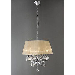 Luminaire Center Suspension Olivia avec Abat jour bronze 5 Ampoules chrome poli/cristal