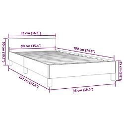 vidaXL Cadre de lit avec tête de lit sans matelas cappuccino 90x190 cm pas cher