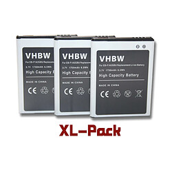 vhbw set de 3 batteries 1750mAh pour smartphone Samsung Galaxy GT-i9105P, EK-GC110, EK-GC120 remplace EB-F1A2GBU, EB-F1A2