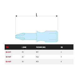 Embout high perf série 1 Facom pour vis cruciformes Pozidriv ED101T