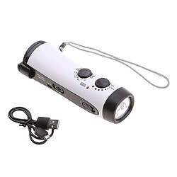 Avis manivelle de secours 5-led lampe de poche avec radio sirène am / fm blanc