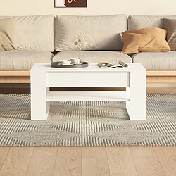 Maison Chic Table basse,Table Console Table d'appoint, Table pour salon Blanc brillant 102x55x45 cm Bois d'ingénierie -MN95083 pas cher