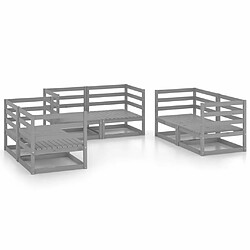 Maison Chic Salon de jardin 6 pcs - Table et chaises d'extérieur - Mobilier/Meubles de jardin Moderne Gris Bois de pin massif -MN97742