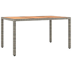 Maison Chic Table de jardin | Table d'extérieur et dessus en bois Gris Résine tressée et acacia -GKD61683