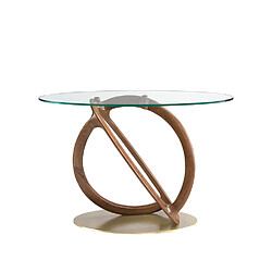 Angel Cerda Table console ovale en verre trempé et noyer