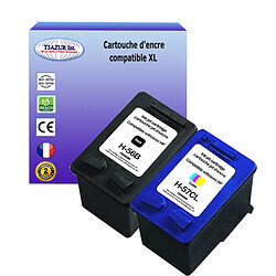 1+1 Cartouches compatibles avec HP OfficeJet 5500, 5505, 5508, 5510, 5515 remplace HP 56, HP 57 - (Noire+Couleur) - T3AZUR