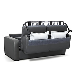 Acheter Vente-Unique Canapé 3 places convertible express en cuir gris matelas 14 cm BEVIS