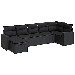 vidaXL Salon de jardin 7 pcs avec coussins noir résine tressée