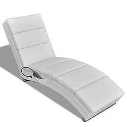 vidaXL Chaise longue de massage Blanc Similicuir