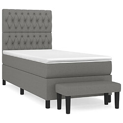 vidaXL Sommier à lattes de lit et matelas Gris foncé 90x190 cm Tissu