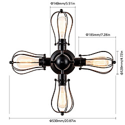 Acheter Stoex Rétro Plafonnier 4 lumières Métal Vintage Plafonnier Industrie Suspension Industrielle pour Salon Chambre Café Bar Restaurent Chambre Réfectoire - Noir