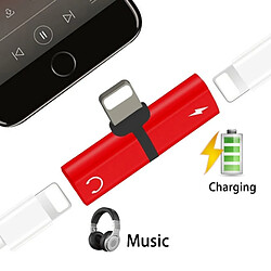 Acheter Wewoo Adaptateur Ecouteur rouge pour iPhone X, 8 et 7, 8 Plus 7 Plus 2 en 1 8 broches Lightning 5V 1A Écoute Appel Audio Convertisseur Écouteur Adaptateur,