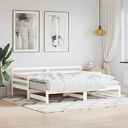 Maison Chic Lit de jour avec lit gigogne et matelas, Lit de repos Lit d'invité pour Salon Chambre,Canapé-lit blanc 90x190 cm bois de pin massif -MN38634