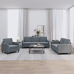 Maison Chic Ensemble de canapés 3 pcs, Canapé droit Sofa pour Salon gris foncé velours -GKD422162