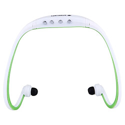 Wewoo Casque Bluetooth Sport blanc et vert pour les smartphone iPad ordinateur portable MP3 ou autres périphériques audio, stockage maximum: 32 Go + étanche à la transpiration stéréo sans fil écouteurs intra-auriculaires avec carte micro SD / TF,