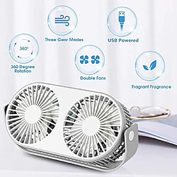 Acheter ventilateur de bureau USB eecoo, Mini Ventilateur, Ventilateur portable à double tête avec Diffuseur d'arôme, 3 Types de Vitesse réglable, Peut pivoter à 360 degrés, Adapté à la maison, O