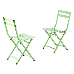 Acheter Pegane Ensemble de jardin table ronde + 2 chaises pliantes coloris vert pistache