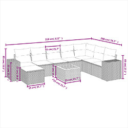 Avis vidaXL Salon de jardin avec coussins 9 pcs beige résine tressée