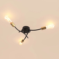 Stoex Plafonnier En Métal Luminaire Plafonnier Intérieur Moderne À 3 Lumières Lampe De Plafond Rétro Pour Couloir De Cuisine De Chambre À Coucher, Noir