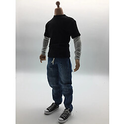 Acheter 1/6 Échelle Homme Vêtements Noir Long T-shirt Jeans Toile Chaussures Set Pour 12 '' Action Figure