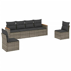 Maison Chic Salon de jardin 6 pcs avec coussins | Ensemble de Table et chaises | Mobilier d'Extérieur gris résine tressée -GKD54003