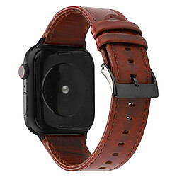 Wewoo Pour Apple Watch Series 5 et 4 44 mm / 3 et 2 et 1 42 mm Cire à l'huile Crazy Horse Texture Bracelet en cuir véritable rouge-brun