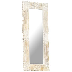 vidaXL Miroir Blanc 110x50 cm Bois de manguier massif