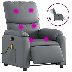 vidaXL Fauteuil de massage inclinable électrique gris similicuir