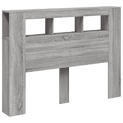 Maison Chic Tête de lit scandinave à LED,meuble de chambre sonoma gris 140x18,5x103,5 cm bois ingénierie -MN24674 pas cher