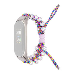 Bracelet en nylon perles décorées, cordon de serrage réglable, rose coloré pour votre Xiaomi Mi Band 3/4