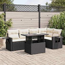 vidaXL Salon de jardin 6 pcs avec coussins noir résine tressée