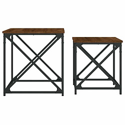 Maison Chic Lot de 2 Tables basses gigognes pour salon | Table à café chêne marron bois d'ingénierie -GKD26517 pas cher