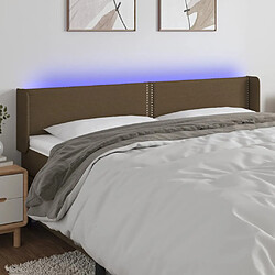 vidaXL Tête de lit à LED Marron foncé 163x16x78/88 cm Tissu