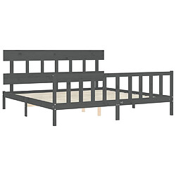 Maison Chic Lit adulte - Cadre Structure de lit avec tête de lit Contemporain gris 200x200 cm bois massif -MN11830 pas cher