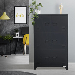 ML DESIGN MODERN LIVING Armoire Bureau Anthracite 75x40x120cm Acier Classement 3 Compartiments 6 Portes pas cher