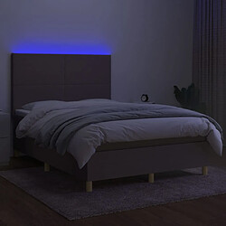 Avis vidaXL Sommier à lattes de lit et matelas et LED Taupe 140x190cm Tissu