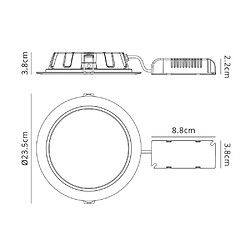 Inspired Downlight encastré LED rond 23,5cm, 24,5W, 3000K, 1900lm, blanc, découpe 200mm, IP44