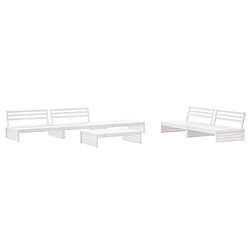 Avis Maison Chic Salon de jardin 6 pcs + coussins - Mobilier/Meubles de jardin - Table et chaises d'extérieur blanc bois massif -MN63533