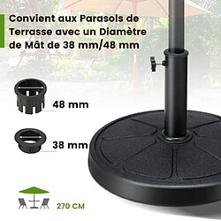 Helloshop26 Base de parasol d'extérieur 14 kg support de parasol rond diamètre 45 cm s'ddapte aux poteaux de parasol de 38 à 48 mm noir 20_0007862