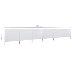 vidaXL Paravent 6 panneaux Tissu 800 x 120 cm Blanc sable pas cher