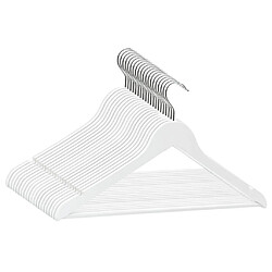 vidaXL Cintres antidérapants 20 pcs Blanc Bois dur