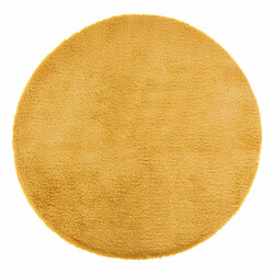 Tapis Rond Imitation Fourrure Doucea 80cm Ocre