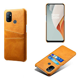 Coque en TPU + PU avec double porte-cartes orange pour votre OnePlus Nord N100