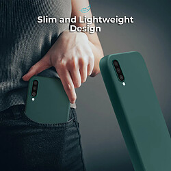 Moozy Lifestyle. Coque en silicone pour Samsung A50, vert foncé – Coque légère en silicone liquide avec finition mate et doublure en microfibre douce, coque en silicone de qualité supérieure