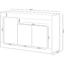 Avis Pegane Buffet avec 3 portes et 1 étagère coloris blanc artic / blanc poli - Hauteur 87 x Longueur 144 x Profondeur 42 cm