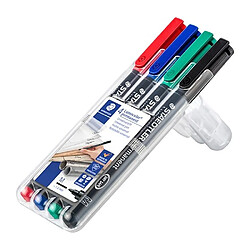 Stylo feutre permanent Staedtler Lumocolor "dry safe" couleurs assorties 1 mm - Pochette de 4 pas cher