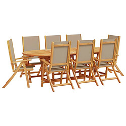 vidaXL Ensemble à manger de jardin 9pcs bois d'acacia solide textilène