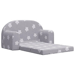 Avis vidaXL Canapé-lit enfant 2 places gris clair étoiles peluche douce